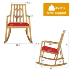 Tangkula Outdoor Rocking Chair Acacia Wood Armrest Cushioned Sofa W/Removable High-Density Cushion For Garden -Tangkula GUEST 318bbe23 3c4b 442f a9e1 dbd3ee12c0af