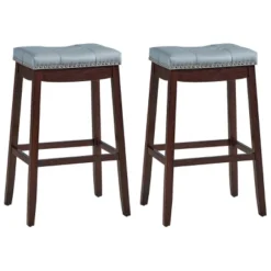 Tangkula Set Of 4 Saddle Bar Stools Backless Nailhead Counter Stool With Grey Cushions Coffee/White 20 Tangkula Set Of 4 Saddle Bar Stools Backless Nailhead Counter Stool With Grey Cushions Coffee/White -Tangkula GUEST 32de1402 1257 4587 b1b4 8e69f184eeb2