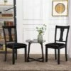 Tangkula Set Of 2 Dining Room Chairs Modern Wood Dining Side Chair High Back Kitchen Chairs With Rubber Wood Frame Black/Coffee