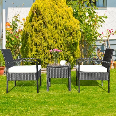 Tangkula Cushioned Outdoor Wicker Rattan Chair Set Patio Furniture Backyard Seat 3 Tangkula Cushioned Outdoor Wicker Rattan Chair Set Patio Furniture Backyard Seat