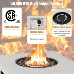 Tangkula 34" Square Concrete Propane Fire Pit Table W/ Lava Rocks Rain Cover 50,000 BTU -Tangkula GUEST 34a0b95b cfa9 4a50 843c 6fb13c27dc9d