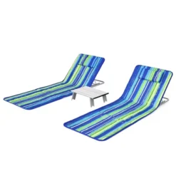 Tangkula 3PCS Folding Beach Mat Set Adjustable Beach Lounge Chair & Side Table Set -Tangkula GUEST 34a0bafa 68ff 4a85 9aeb 0d260edf1579