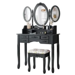 Tangkula Tri-Folding Mirror Vanity Makeup Set Dressing Table & Stool Unit W/ 7 Drawer 12 Tangkula Tri-Folding Mirror Vanity Makeup Set Dressing Table & Stool Unit W/ 7 Drawer -Tangkula GUEST 34be8de6 67bf 4a2a bc71 b4114b5cd2a1