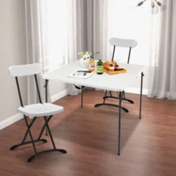 Tangkula Folding Camping Table Portable Picnic Table With All-Weather HDPE Tabletop Metal Frame & Carry Straps White/Gray 14 Tangkula Folding Camping Table Portable Picnic Table With All-Weather HDPE Tabletop Metal Frame & Carry Straps White/Gray -Tangkula GUEST 3611b45f 1652 47f4 a238 edf82f7dbe10