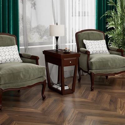 Tangkula 2PCS End Side Table W/ Drawer Shelf Nightstand Rubber Wood Classic Espresso 5 Tangkula 2PCS End Side Table W/ Drawer Shelf Nightstand Rubber Wood Classic Espresso - Image 3