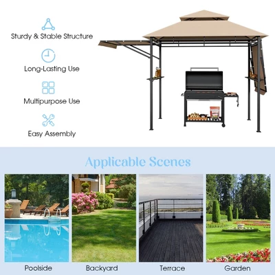 Tangkula 13.5'x 4'Patio BBQ Grill Gazebo Side Awnings Shelves 2-Tier Canopy Outdoor 5 Tangkula 13.5'x 4'Patio BBQ Grill Gazebo Side Awnings Shelves 2-Tier Canopy Outdoor - Image 4
