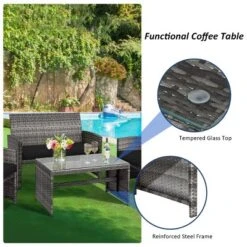 Tangkula 8-Piece Outdoor Patio Furniture Set Rattan Wicker Conversation Sofa Set Black -Tangkula GUEST 3716058d 2df6 45d2 bd87 90a3d02a9515