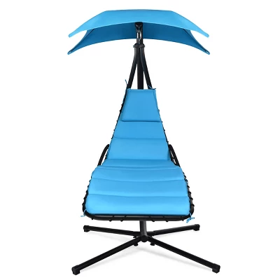 Tangkula Patio Hammock Chair Floating Hanging Chaise Lounge Chair W/ Canopy 3 Tangkula Patio Hammock Chair Floating Hanging Chaise Lounge Chair W/ Canopy
