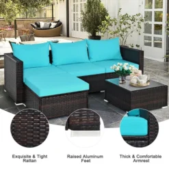 Tangkula 5PCS Patio Rattan Wicker Sofa Furniture Set Sectional Conversation Sofa Set Blue 17 Tangkula 5PCS Patio Rattan Wicker Sofa Furniture Set Sectional Conversation Sofa Set Blue -Tangkula GUEST 387cb88d 5d71 46cc 93ac 3aa7e2e2be73