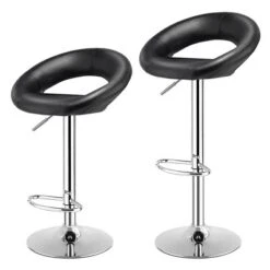 Tangkula Set Of 2 PU Leather Bar Stools Adjustable Kitchen Counter Chairs Black -Tangkula GUEST 389db16d ad22 4832 bb23 1339047c56a3