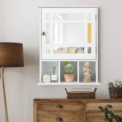 Tangkula Mirrored Medicine Cabinet Bathroom Wall Mounted Storage W/Adjustable Shelf -Tangkula GUEST 38d8fffe ad30 4e7d bb40 5ac88a222b69