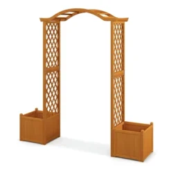 Tangkula Garden Arbor With Planter Wooden Planter Arch With Trellis Natural -Tangkula GUEST 38e70112 3b87 45ea a84d 725a4953af35