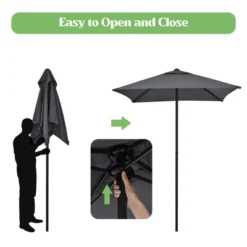 Tangkula 6-Piece Patio Dinning Sets Garden Table Set Outdoor Folding Chairs & Glass Table Set W/ Umbrella Grey -Tangkula GUEST 3918fc2b 968a 4db1 86ec 7778a6bf1333