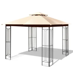 Tangkula 2-Tiers 10'x10' Outdoor Canopy Gazebo Heavy-Duty Steel Frame Party Patio Large Canopy L-Shaped Gazebo Beige/Grey 14 Tangkula 2-Tiers 10'x10' Outdoor Canopy Gazebo Heavy-Duty Steel Frame Party Patio Large Canopy L-Shaped Gazebo Beige/Grey -Tangkula GUEST 39599d49 a66a 47df 81d4 332136e1c561