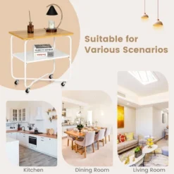 Tangkula 2-Tier Folding Rolling Cart Kitchen Utility Cart Tool-Free Installing -Tangkula GUEST 39d7dd5e 7f83 4b92 ba0b 28f00d75e2dd