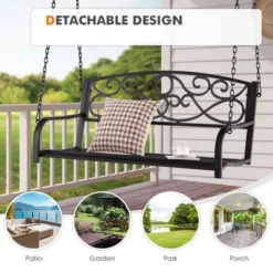 Tangkula Patio Hanging Porch Swing Outdoor 2-Person Metal Swing Bench Chair W/ Chains 16 Tangkula Patio Hanging Porch Swing Outdoor 2-Person Metal Swing Bench Chair W/ Chains -Tangkula GUEST 3aebee48 165d 4705 8da8 4cb7155452f6