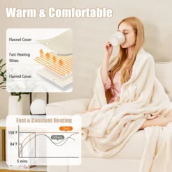 Tangkula 62"x84"/84"x90" Heated Blanket Twin/Queen Size Electric Heated Throw Blanket W/ Timer -Tangkula GUEST 3cbe68d3 68a1 47f9 aa54 dae282d92273