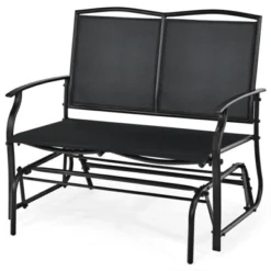 Tangkula 2 Person Swing Glider Bench Patio Rocking Lounge Chair W/Steel Frame For Garden Backyard Balcony Gray/Black -Tangkula GUEST 3cc3d2d4 7efd 41c7 aa15 67ebb2e8f5e6