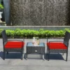 Tangkula 3 PCS Patio Wicker Rattan Furniture Set Coffee Table & 2 Rattan Chair W/ Cushion Red 2 Tangkula 3 PCS Patio Wicker Rattan Furniture Set Coffee Table & 2 Rattan Chair W/ Cushion Red -Tangkula GUEST 3de51b45 1744 43d1 8e54 6ac83381ee75