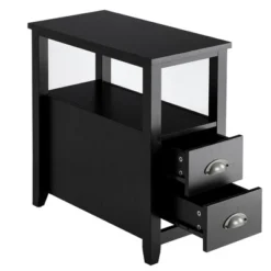 Tangkula 2-Piece Retro Side End Table Rectangular Nightstand With 2 Drawers & Shelf Coffee/Brown -Tangkula GUEST 3ed91ceb 028a 47b8 95a0 a77c427d76cd