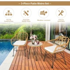 Tangkula 3 Pieces Patio Furniture Set W/Tempered Glass Coffee Table Set For Garden And Backyard White/Red/Turquoise/Grey/Black Cushions 21 Tangkula 3 Pieces Patio Furniture Set W/Tempered Glass Coffee Table Set For Garden And Backyard White/Red/Turquoise/Grey/Black Cushions -Tangkula GUEST 403603c9 6f18 4729 84a7 25eda7cad0d0