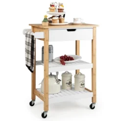 Tangkula 3-Tier Kitchen Island Cart Rolling Service Trolley W/ Bamboo Top Shelves 22 Tangkula 3-Tier Kitchen Island Cart Rolling Service Trolley W/ Bamboo Top Shelves -Tangkula GUEST 411e2b53 cc11 4d05 8427 7e08423c6041