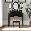 Tangkula Tri-Folding Mirror Vanity Makeup Set Dressing Table & Stool Unit W/ 7 Drawer -Tangkula GUEST 417fe710 fc5d 46cb 92b9 f64c411c15f4