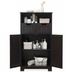 Tangkula Wooden Floor Storage Cabinet For Livingroom Bathroom Office W/Open Shelf, 2 Doors And 2 Drawers -Tangkula GUEST 42b7e659 f0d5 452e ab1b 0606732040ae