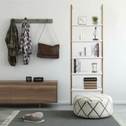 Tangkula 2PCS 5-Tier Ladder Shelf Wood Wall Mounted Display Bookshelf Metal Frame -Tangkula GUEST 43038130 25c0 4c03 aba2 8f173b363bb2