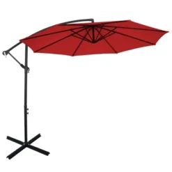 Tangkula 10FT Patio Offset Umbrella 8 Ribs Cantilever Umbrella W/Crank For Poolside Garden -Tangkula GUEST 4311dcd5 d46b 4781 97cf 9dc1bd303f29