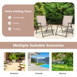Tangkula 2/4 Piece Patio Folding Chairs Outdoor Dining Chairs W/ Breathable Fabric Heavy Duty Steel & Rustproof Steel Frame -Tangkula GUEST 43218c83 1ef6 4e4b 8a1f 8e7f71ea62c3