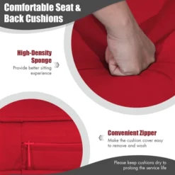 Tangkula Outdoor Porch Swing Bench, Patio Wicker Hanging Swing With Rustproof Chains & Comfortable Cushions Off White/Turquoise/Red/Black -Tangkula GUEST 4390b865 234a 4ba8 9e5c a9105e0fc027