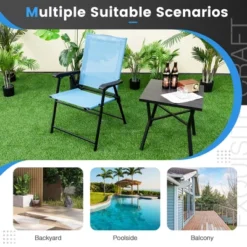 Tangkula Set Of 4 Patio Folding Chairs Outdoor Portable Pack Lawn Chairs W/ Armrests -Tangkula GUEST 43c5d7f5 aac2 44d0 a6ca 44ca87461a3e