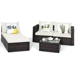Tangkula 5-Piece Patio Rattan Conversation Set Ourdoor Sectional Cushioned Sofa With Table -Tangkula GUEST 4425bfe3 92a6 4136 b8f9 53f6f21af9eb