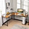 Tangkula L-Shaped Desk With Power Outlet 66” Computer Corner Desk With CPU Stand & Heavy-duty Metal Frame Rustic Brown/Black -Tangkula GUEST 447d6b3f 55f5 40f3 b343 6d03d15cf845