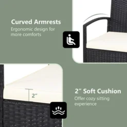 Tangkula 3PCS Wicker Rattan Furniture Patio Coffee Table Chair W/ Washable Cushion -Tangkula GUEST 44a00772 67c8 481f b8db e2ea7b71c118