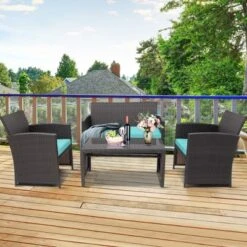 Tangkula 8PCS Outdoor Patio Furniture Sets Weather-Resistant Rattan Sofas W/ Soft Cushion Turquoise -Tangkula GUEST 451e5f83 6592 4e3b 91de 4fb652b6fbd9