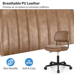 Tangkula Leisure Office Chair Mid-back Swivel Task Chair PU Leather Adjustable Armless Chair Retro Design Black / Brown -Tangkula GUEST 45bfc562 44c3 49ec b0aa 3adb0813cd1f