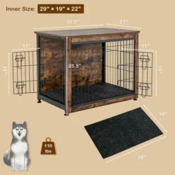 Tangkula Wooden Dog Crate Furniture With Pad Bed Double Doors Dog Kennel End Table -Tangkula GUEST 45d1cffd ba31 4850 99e5 f25f5b4da613