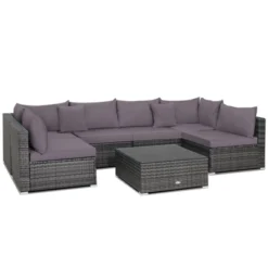 Tangkula 7PCS Patio Rattan Sectional Sofa Set Outdoor Furniture Set W/ Cushions -Tangkula GUEST 464fc064 ae86 4c18 851d 4162b8dc05d2