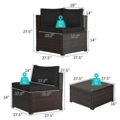 Tangkula 6 PCS Patio Rattan Furniture Set Outdoor Wicker Conversation Sofa Set W/Tempered Glass Coffee Table -Tangkula GUEST 4650d340 5cee 4418 8355 13bd7e0e1802