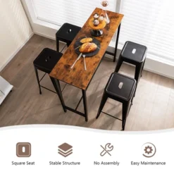 Tangkula 30" Set Of 4 Stackable Backless Metal Bar Stools W/ Footrest For Kitchen -Tangkula GUEST 466e6d2c 8364 4822 9678 aebd1e3ca317