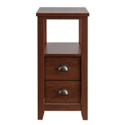 Tangkula Retro Wooden Side End Table Rectangular Nightstand With 2 Drawers And Shelf Coffee/Brown -Tangkula GUEST 49502897 c5d0 4fe7 9788 cb43e8da4ff3