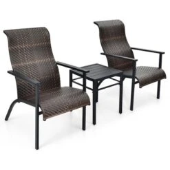 Tangkula 3PCS Rattan Bistro Chair Set Patio Furniture Set W/Table -Tangkula GUEST 4a0a1ff6 8acc 4453 9108 e435b9f1b3cd