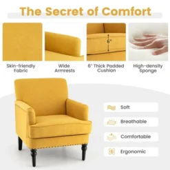 Tangkula Set Of 2 Modern Accent Chair Upholstered Sofa Chair W/ Rubber Wood Legs Yellow 15 Tangkula Set Of 2 Modern Accent Chair Upholstered Sofa Chair W/ Rubber Wood Legs Yellow -Tangkula GUEST 4a19594f 9bc1 4a20 ad2b f73a26271abd