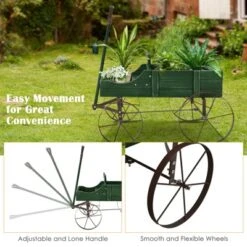 Tangkula Wooden Garden Flower Planter Wagon Wheel Plant Bed Decorative Garden Planter For Backyard Garden -Tangkula GUEST 4a688c1d f5ac 48fe 8623 f254bcfa6843