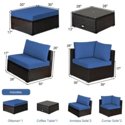 Tangkula 6PCS Patio Rattan Furniture Set Outdoor Sectional Sofa Set W/Coffee Table & Ottoman Black/Navy/Turquoise/Red/Brown -Tangkula GUEST 4b20de97 dbfe 4099 8acf 81a63bf31401