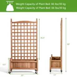 Tangkula 50in Wood Planter Box With Trellis And Wheels Mobile Plant Raised Bed For Indoor&Outdoor -Tangkula GUEST 4c17c655 015e 4678 a7b3 0c77fea77103