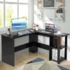 Tangkula L-Shaped Office Computer Desk W/ Spacious Desktop & 2-Tier Open Shelves Black -Tangkula GUEST 4c5478e7 2a7c 42d2 adaa d513a8fa7e72