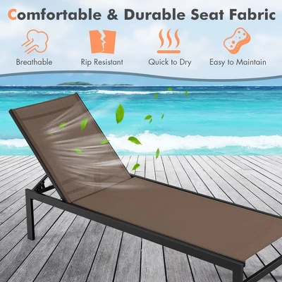 Tangkula Aluminum Patio Chaise Lounge Outdoor Adjustable Lounge Chair W/ 6-Position Backrest 7 Tangkula Aluminum Patio Chaise Lounge Outdoor Adjustable Lounge Chair W/ 6-Position Backrest - Image 5